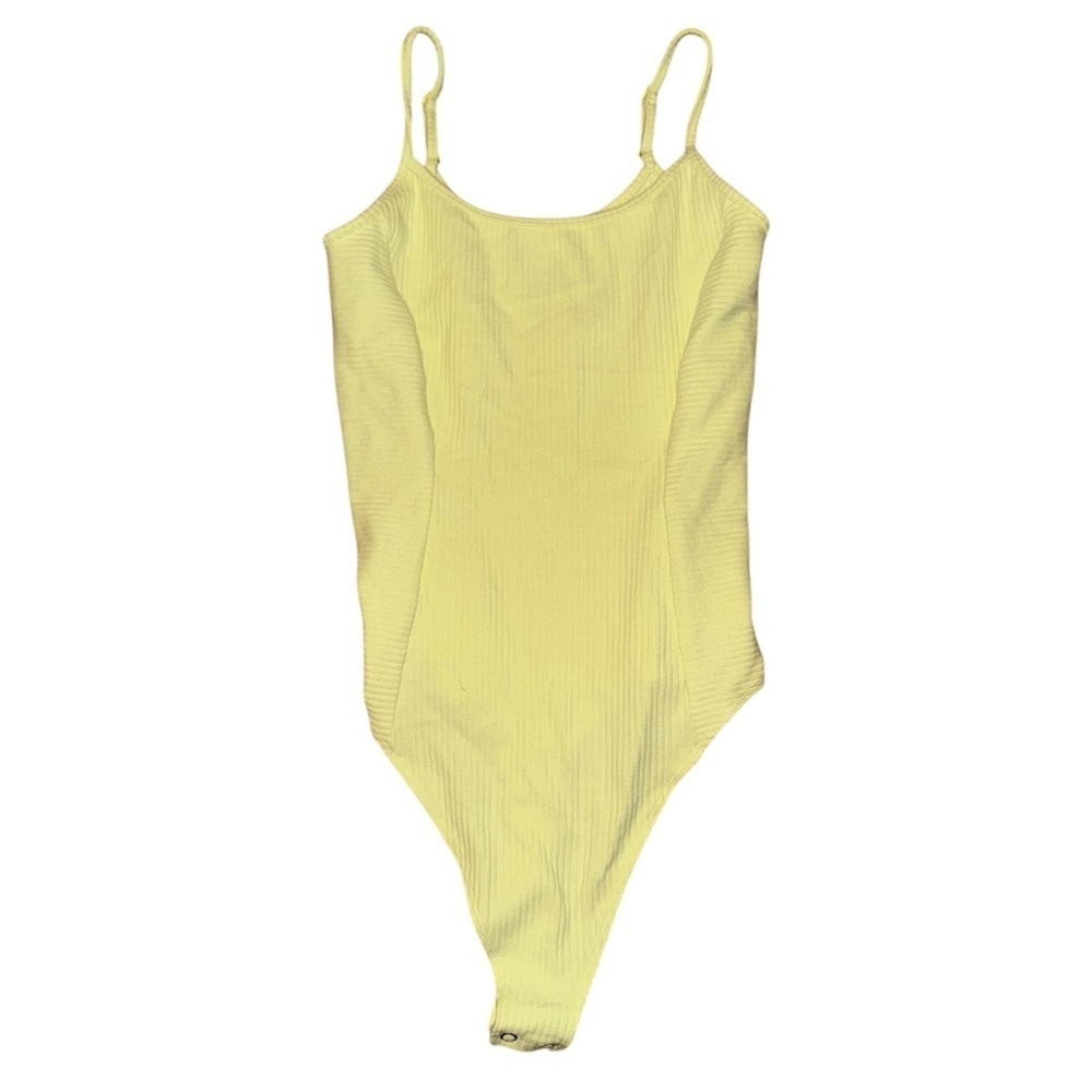 Abercrombie & Fitch yellow ribbed snap button bodysuit women’s size small